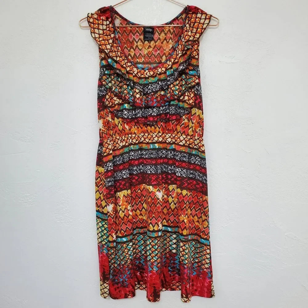 VANITY | Colorful Flounce Sleeveless Empire Large